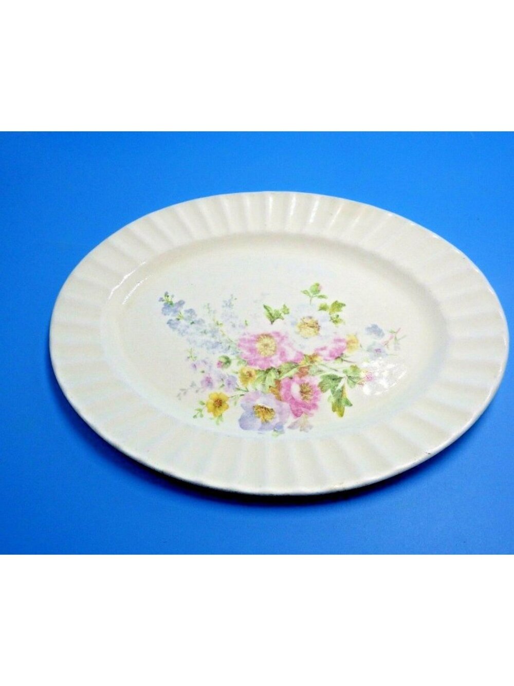 Edwin Knowles Oval serving platter fluted rim Spring Bouquet Vintage USA 1930